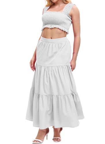 Image of Women's 2 Piece Beach Skirts Sexy Party Dress Crop Top and Long Skirt Sets