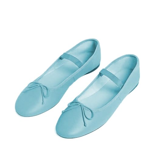 Women's Adorable Closed Round Toe Mary Jane Flats Bowknots Elastic Strap Comfortable Dancing Ballet Shoes3