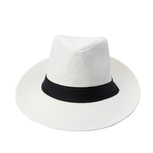 Chapeau de soleil d'été grand bord en paille de papier style jazz trilby unisexe 58cm