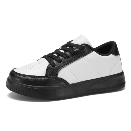 DSWED Black&White Boys Running Shoes for Girls Leather wear Athletic Kids Fashion Sneakers Tennis Shoes Toddler Size 7 M US