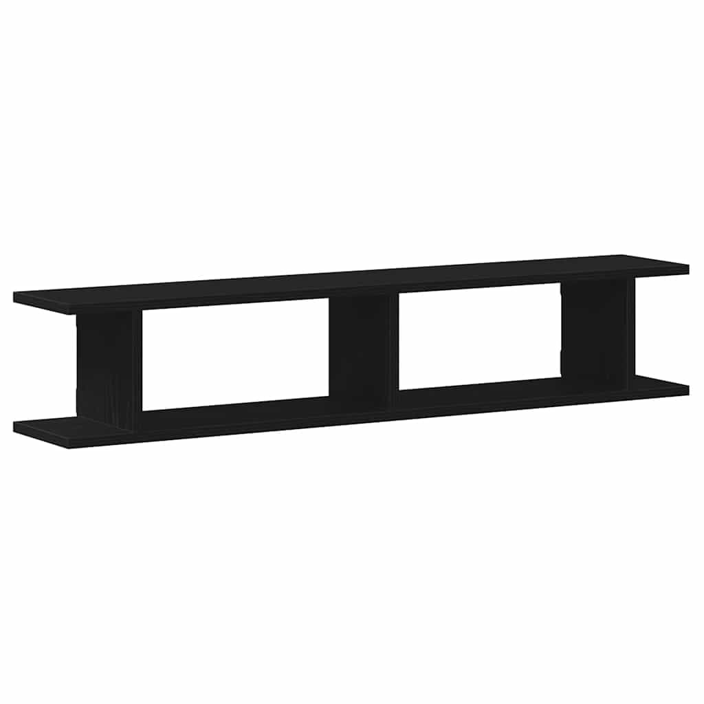 Homgoday Estante Pared 2uds Madera ingeniería Roble Negro 105x18x20cm Estantería de Pared Colgante Flotante Almacenamiento Espacio Decoración Artículos Diarios en Familia
