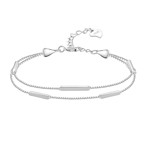 925 Sterling Silver Bracelet for Women Charm Link Chain Adjustabl Mother's Day Gift Anniversary Birthday Jewelry for Wife Girlfriend Her