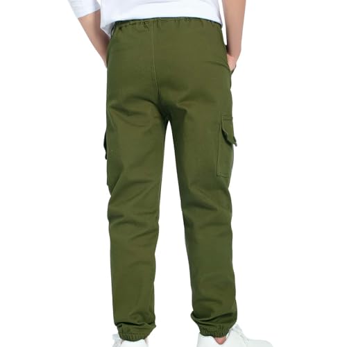 2PC Boys Girls Cargo Pants Sports Stretch Elastic Waist School Trousers Children Kids Twill Joggers Cargo Pants4