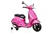 Produktbild JAMARA 460349 - Ride-on Vespa pink 12V - Leistungsstarker Antriebsmotor und Akku für Lange Fahrzeit, SD-Karten Slot, AUX- und USB-Anschluss, Ultra-Grip Gummiring am Rad, Stützräder, LED-Scheinwerfer