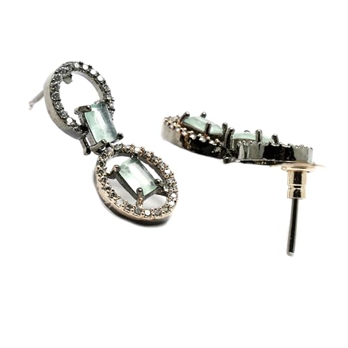 Image of ZENEME Rhodium-Plated American Diamond Studded Disc-Shaped Necklace With Earrings Jewellery Set For Girls and Women