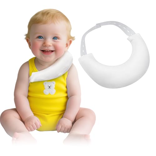 POWYS Torticollis Pillows for Infants Newborn Neck to Prevent Flat Head Travel Car Seat Neck Support Cushion Toddler Plagiocephaly Shaper Correction Positioner Soft Cotton Adjustable Length(White