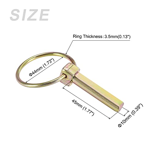 Metallixity Linch Pin With Ring (10Mmx45Mm) 3Pcs, Carbon Steel Linch Pins Lock Clips Fastener Pin - For House Construction, Tractors, Trailers, Trucks, Mowers, Trolley #TOP1
