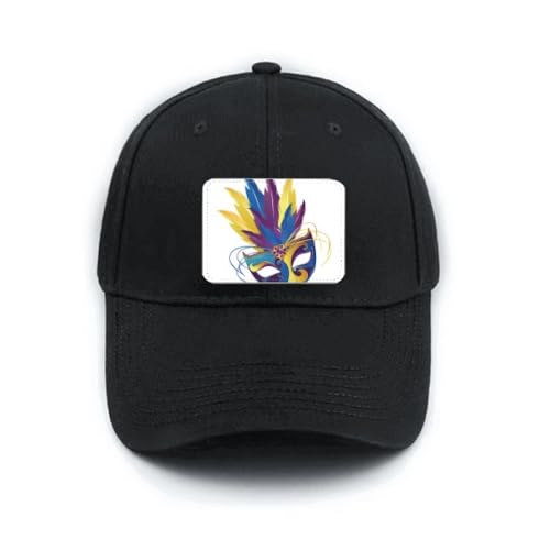Casquette de baseball noire réglable plumes bleues look Carnival of Venice unique