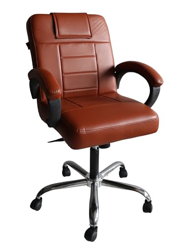 Image of Goyal steel & furniture Revolving Chair for Principal Manager Office with arm Rest and Cushioned seat Back (1, Brown, Standard)