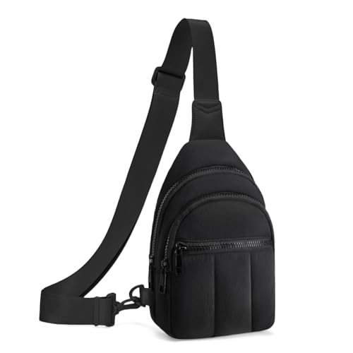 Quilted Puffer Crossbody Bags for Women With Mini Zip Around Keychain Wristlet