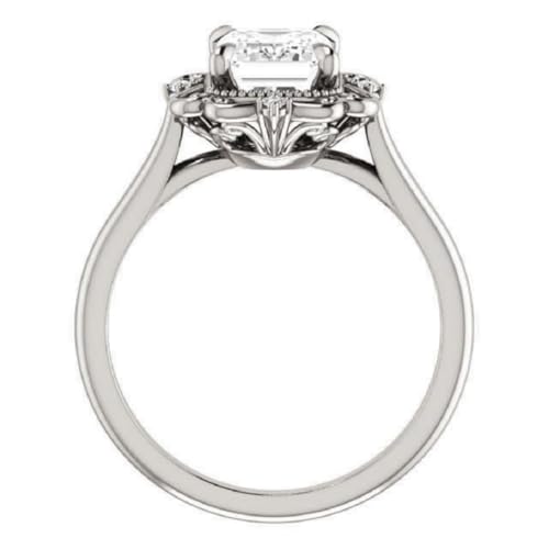 1-3 CT Emerald Cut Moissanite Engagement Ring Set For Women Wedding Bridal Ring Set Antique Vintage Style Solitaire Halo 925 Silver 10K 14K 18K Solid Gold Anniversary Promise Gifts for Her2