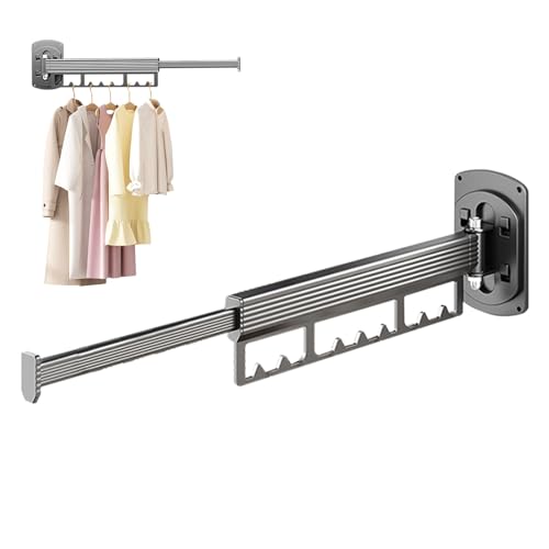 Percha de ropa montada en la pared - Estante giratorio de 540 grados, perchas plegables | Tendedero retráctil para ropa que ahorra espacio, accesorios para ventanas de balcón, de suspensión