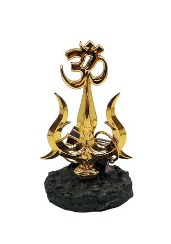 Image of Nandi Idol, Handcrafted Matt Finish Shiva's Cow Statue for Temple Puja & Home, Nandi Pindi Showpiece, Ideal Gift Item for Housewarming Black (om trishul with damroo /Damru 1)