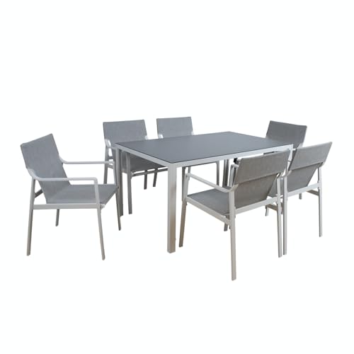 Table et chaises de jardin Osman gris clair ensemble repas facile à nettoyer