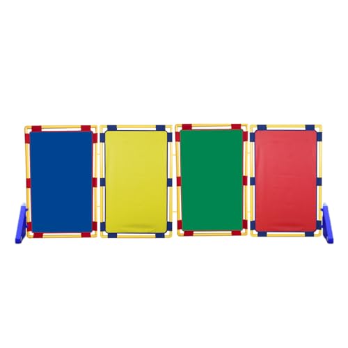 Children's Factory Rectangle PlayPanel Set - 4, Kids Room Divider Panel, Classroom Partition, Free-Standing Screen for Daycare or Preschool, Cantilever Feet Included, Rainbow