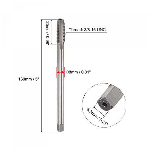 Uxcell A22051600UX0142 Thread Milling Taps, 3/8-16 Unc High Speed Steel (Hss) 3 Straight Flutes Machine Screw Thread Threading Tap thumb #1