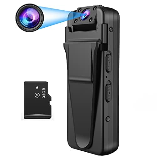 QZT Body Camera with Audio and Night Vision - 1080P Full HD, 32GB Memory for Home Office Meeting Recording