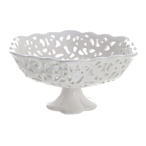  Blanc Mariclò\' Coppa Centrotavola in Ceramica intagliata con Farfalle Ø22x11 cm
