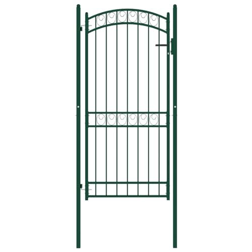 Gecheer Puerta de jardín con Arco Superior Acero Verde 100x200 cm,Vallas Decorativas para jardín Verjas de Vallas Privacidad de jardín y Pantallas Protectoras,Type 1