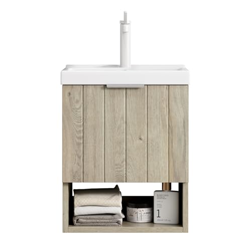 Mueble de baño de 42 cm con lavabo rectangular y puertas dobles de almacenamiento 5