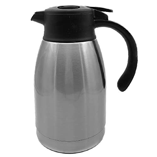 OCEANO Caraffa termica Thermos Ermetico Bottiglia Teiera Brocca Tappo Beccuccio con Levetta acciaio inox Contenitore Bevande Fredde Calde Dispencer Sottovuoto Argento Grigio 1.5l
