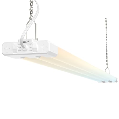 Image of JESLED 4FT LED Shop Lights, 4000K /5000K /6500K Selectable, 30W /40W /50W Adjustable, 5400-7500LM, Linkable Utility Commercial Bay Light, Plug and Play, Ceiling & Suspension Mount, ETL,1P