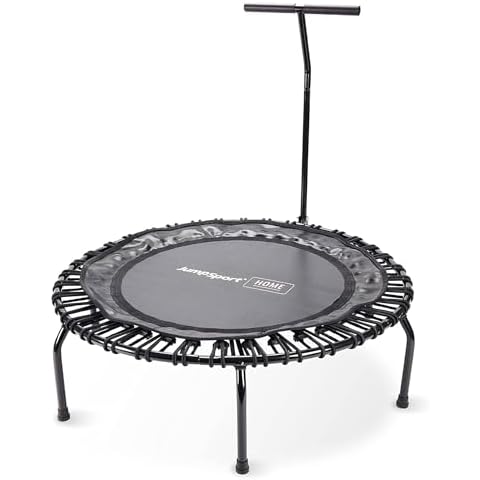 JumpSport Compact Round Lightweight 22 Pound Stable Bounce Home and Gym Fitness Indoor Mini Rebounder Trampoline for Adults, Black Cover