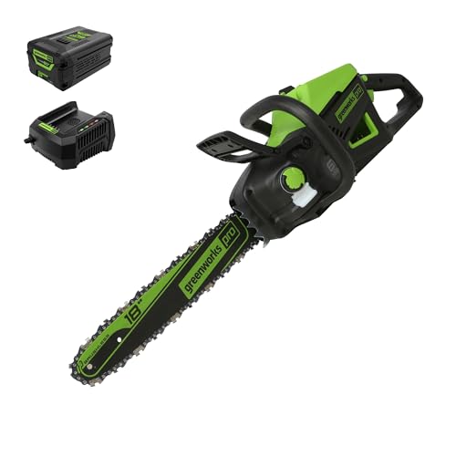 Greenworks Cadena sin cable de 60 V, 18 pulgadas, batería de 4,0 Ah y cargador incluidos