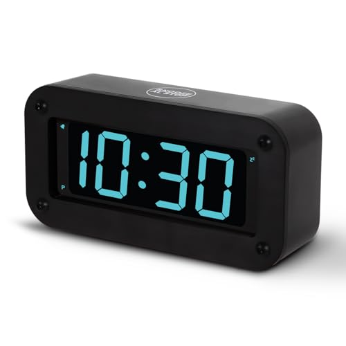 Digital Clock Battery Operated - LED Display Alarm Clock for Bedroom, Includes DC Cable, Adjustable Brightness, Snooze, 12/24Hr