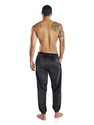 JOE BOXER Tonal Smiley Print Plush Pajama Pants, Men's Joggers PJ Pants, Lounge Pants With Pockets, Pajama Gifts4