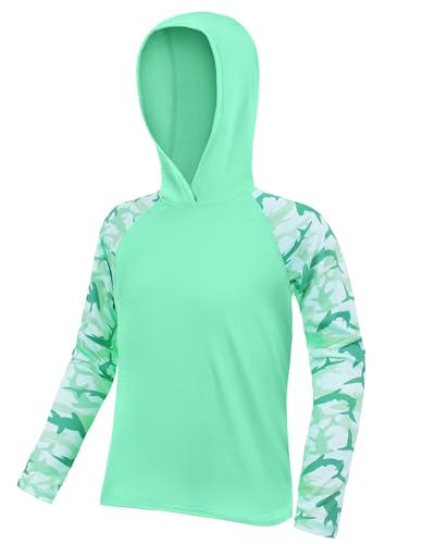Image of Boys Rash Guard Swim Hoodie, Kids Long Sleeve Sun Fishing Shirts