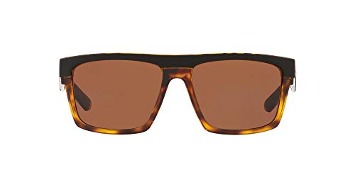 Native Eyewear El Jefe Polarized Rectangular Sunglasses, Matte Black Shiny Dark T Brown, 58 mm