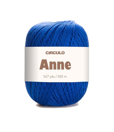 Image of CIRCULO Anne Yarn for Crocheting & Knitting, 100% Mercerized Brazilian Virgin Cotton, Soft Fingering Weight, 547 Yds, 5.19 Oz - Color 2829 Ball Blue