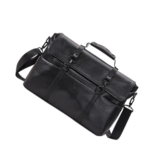Sacoche à bandoulière cuir PU hommes mallette pour ordinateur portable noir