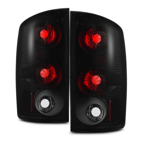 AKKON - For 02-06 Ram 1500 03-06 Ram 2500 3500 Pickup Black Smoke Rear Tail Lights Brake Lamps Replacement