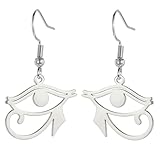 Amaxer ホルスアイ フィッシュフックイヤリング レディース ステンレススチール 幾何学模様 古代エジプトのシンボルジュエリー, M, ステンレス鋼, 宝石なし