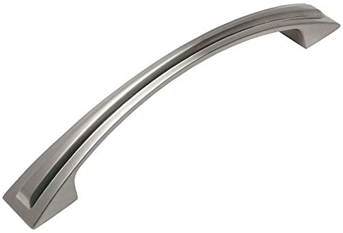 Promo Discount Up To 70% Off 25 Pack - Cosmas 124-128SN Satin Nickel Modern Arch Cabinet Hardware Handle Pull - 5" Inch (128mm) Hole Centers