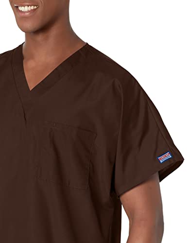 Image of Cherokee Scrubs for Women and Men Unisex V-Neck Tunic Nursing Scrub Top with Chest Pocket, Tuckable Durable Fabric - 4777 | 1 Chest Pocket For Essentials, Traditional Fit, Durable Construction, Comfortable Knit Details, Easy Care, Tuckable Style