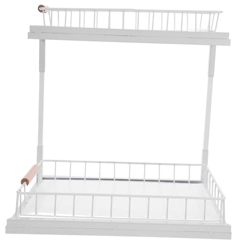 OUNONA Kitchen Storage Rack under Sink Organizer 2-layer Spice Rack Cabinet Holder Smooth Pull-out White