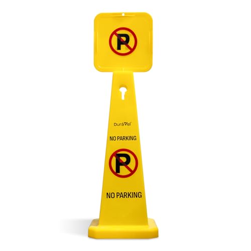 Duravel No Parking Cone | Yellow 4-Sided No Parking Sign 76 cm