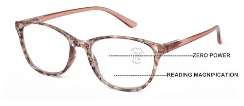 Image of Women Marble Print Clear Progressive Reading Glasses - Zero Power On Top - No Bubble Reader Z121