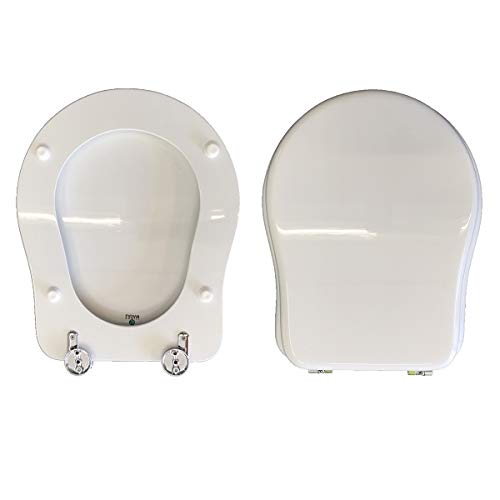 RETRO' KERASAN Toilet Seat Toilet Accessories, Compatible Lacquered White Gloss Bathroom Fixtures in Polyester Resin
