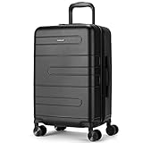 Goplus Carry-On Luggage, Hardside Luggage w/ 4 Spinner Double-Wheels & TSA Lock, Lightweight 100% PC Suitcase for Travel Adults, Kids, 20-inch (Black)