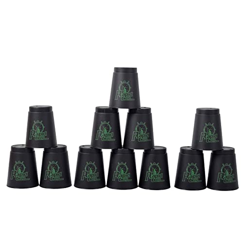 Peifun Stacking Cups,Upgrade 12 Pack Large Quick Stacks Cups Set Training Game For Challenge Competition Travel Party Gift-Black #TOP3