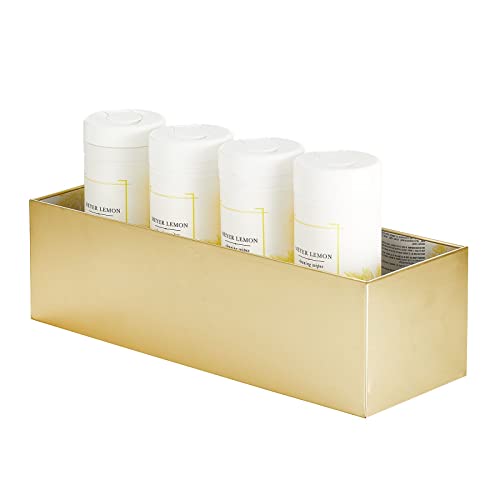 Mdesign Steel Floor Stand Toilet Paper Organizer, 4-Roll Tissue Storage Holder Container Bin For Bathroom, Fits Under Sink, Vanity, Shelf, In Cabinet, Or Corner, Metro Collection - Soft Brass #TOP4