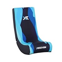 X-Rocker Lava Floor Rocker, Folding Console Gaming Chair - Ergonomic Support, Space-Saving Design, Rocking Base, Wipe-Clean Faux Leather for Kids - Blue