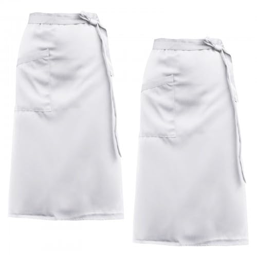 Ehuihuan Medio Delantal con Bolsillos, Unisex de Cintura Camarero, 2 Piezas de Media Larga, para Cocinar en Casa, Barbacoas y Restaurantes, 68 * 70 cm