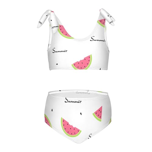 Girls Watermelon with Message Summer Swimsuit Two Pieces Bikini Set Bathing Suits Swimwear Crop Top Swimsuit Set