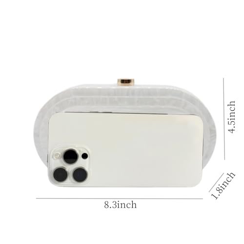 Image of Acrylic Evening Clutch Bag for Women Shell Shape Shoulder Crossbody Bag Glitter Marble Purse Handbag