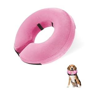 GIDWRIY Collar de Recuperación Inflable para Perros Rosa,Campana Perro Hinchable,Collar Protector para Perros Ajustable,Collar de Protección Hinchable,Collar Inflable Morbido para Mascotas Cirugía-S